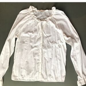 LOFT soft white on white pin stripe peasant blouse size medium